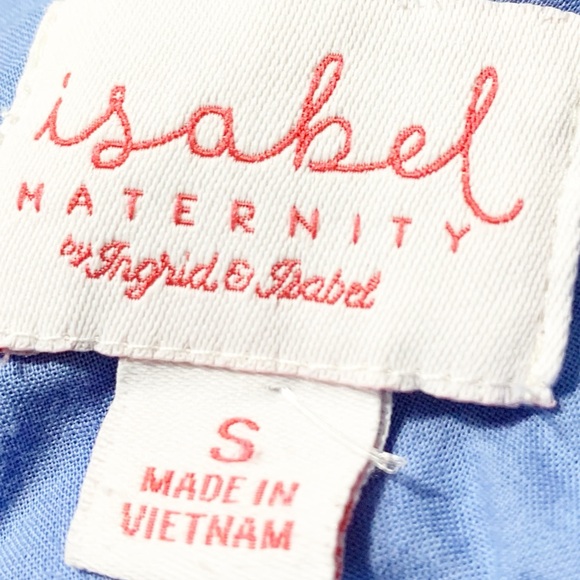 Isabel Maternity by Ingrid & Isabel Top Chambray White Embroidery Sleeveless💙🤍 - Picture 6 of 11